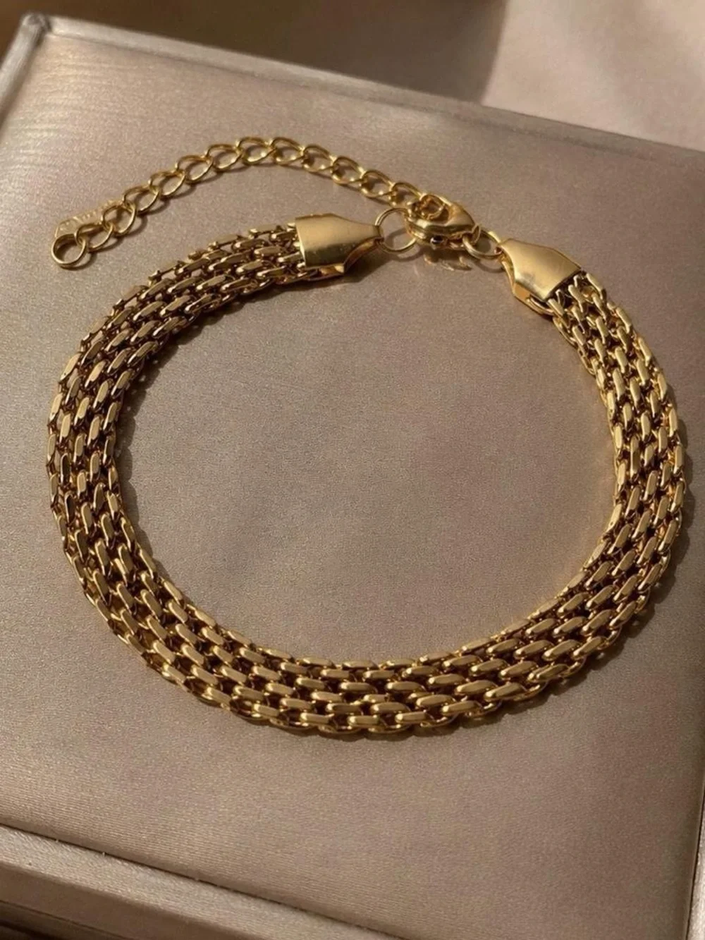 Classic Gold Multi-Row Chain Bracelet - Women Jewelry - Picture 3 of 4